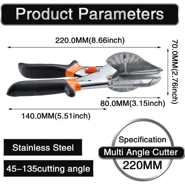 45° -135° Angle Miter Shear Cutter,Multi-Function Trunking Sciss