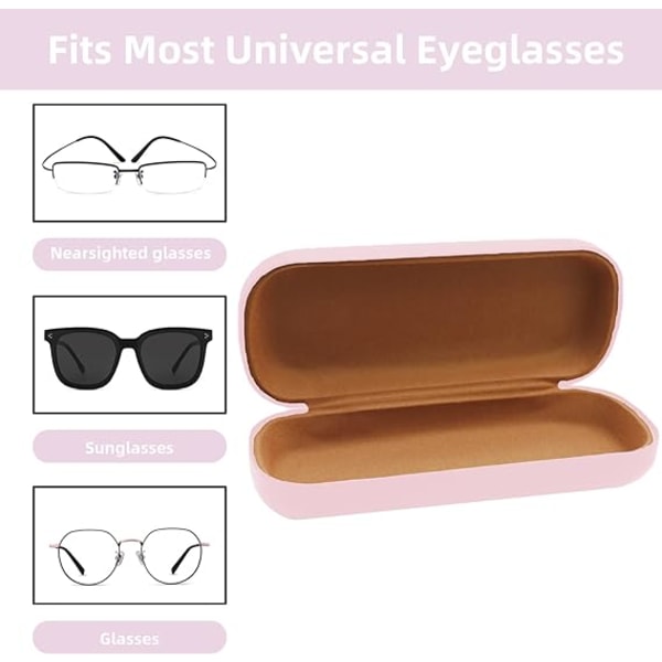 Hårt case(rosa), PU-läderglasögonlåda, Portable Protect