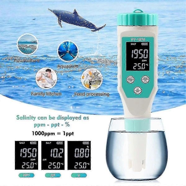 7 I 1 Ph/fri Klor/orp/ec/tds/salt/temp Ph-mätare Pool Salinitetstestare Ip67 Vattentät-A1