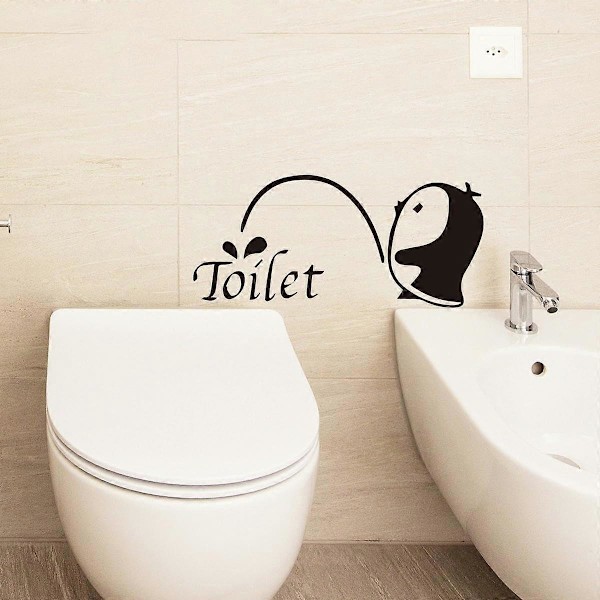 25*20CM 2kpl Musta Pingviini Itsekiinnittyvä WC-istuimen Tarra Hauska PVC Vedenpitävä WC-istuimen Kannen Tarra Seinätarrat