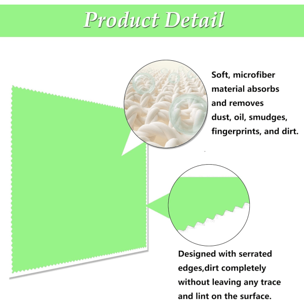 /#/6 briller rengjøringsklut - lysegrønn, 15 x 18 cm, mikrof/#/