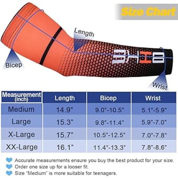 Punainen (L) Käsivarsien lämmittimet miehille ja naisille, auringon UV-suoja UPF 50+ A