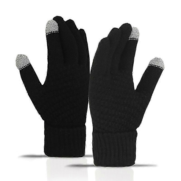 Vinterhandsker til kvinder med touch screen, termiske handsker med elastisk håndled, 4 par, sort