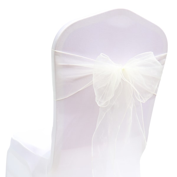 /#/Vit 50 st ORGANZA-band 18*275cm, stolsskydd rosettband bröllop/#/