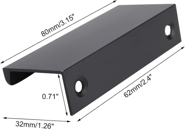 *6 stk. sorte kjøkkenskapskuffhåndtak (80 mm, sort)*