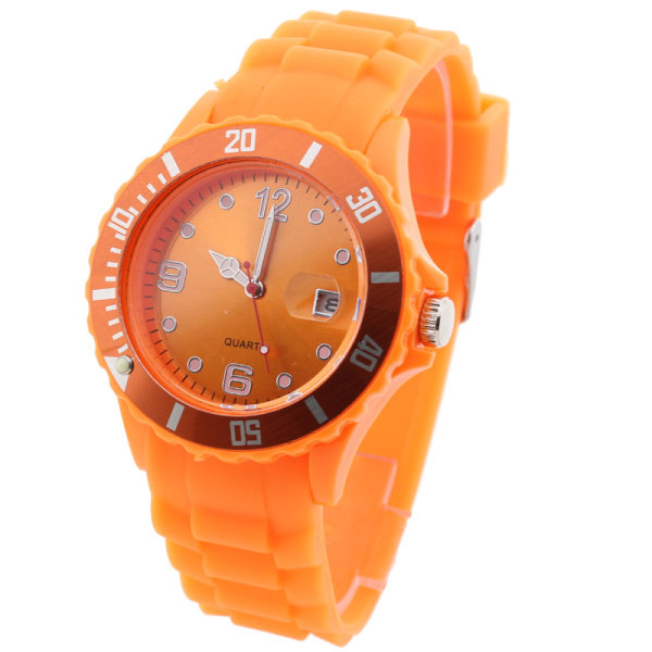 #Quartz Watch Armbåndsur Silikon Analog Farget Sports Watch Pin Spenne#