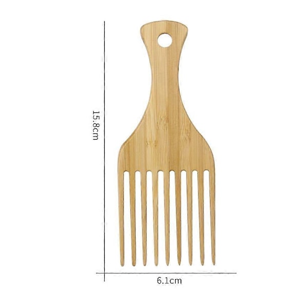 Bredtandet Kam, Krøllet Hår Pick Børste, 9-Tandet Bredtandet Kam Hår Pick, Træ Frisør Styling Værktøj Til Naturligt Krøllet Hår Style