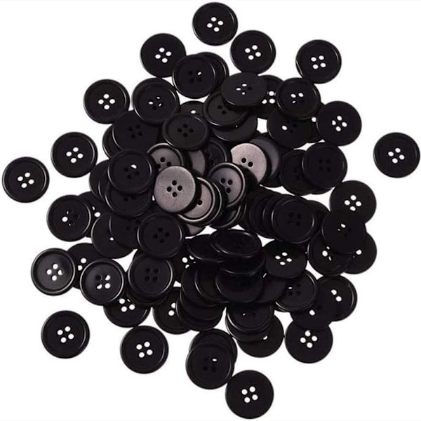 200 kpl Musta Hartsi 20 mm Pyöreät Napit 4 Reikää