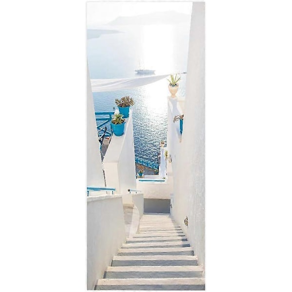 Dörrdekal Trompe l'oeil Effekt 3D Tapet för Innerdörr Kontor Sovrum Vardagsrum Badrum Ocean 77x200