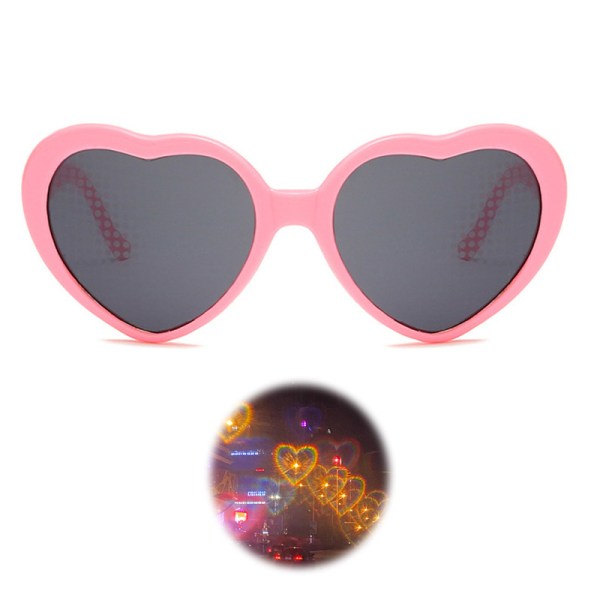 /#/Hjerteffektbriller 4-pak Special Effect Briller 4 Farver Romantisk Hjerteformet Interessant Effekt 3D Solbriller til Bar Natklub/#/