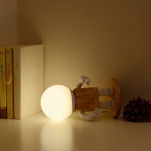 Bordslampa Trärobot Barn Pojke Födelsedagspresent