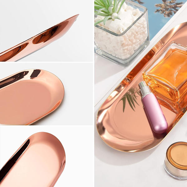 #roséguld smyckesbricka, oval bricka#
