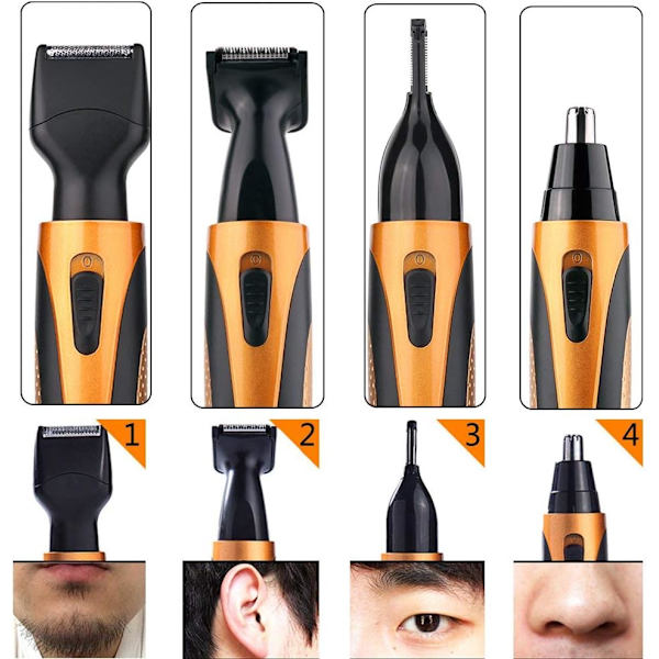 /#/Næse- og øretrimmer - 14*3*3cm, 4 i 1 genopladelig vandtæt barbermaskine/#/