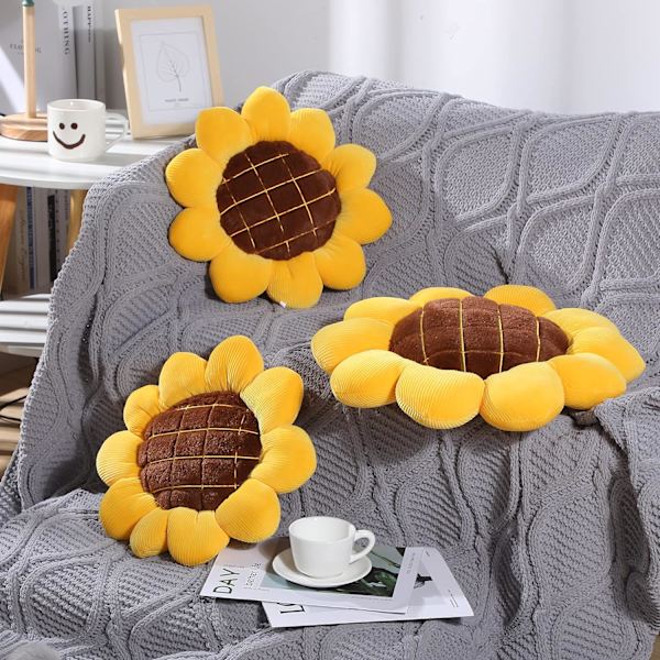 2 stycken 15 tum 3D blomma golv kudde sittkudde matta gul