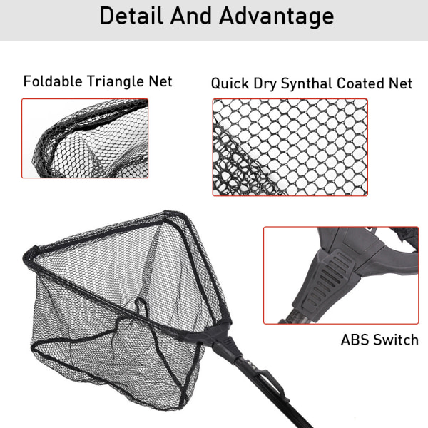 #Fiskenet Landing Net Foldbar Landing Net Teleskopstang Greb#