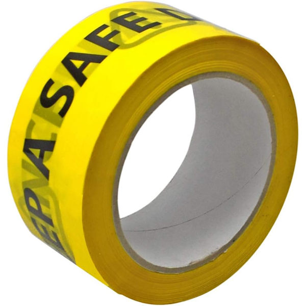 Advarselstape \"Gult - Hold minst 2 meters avstand\"