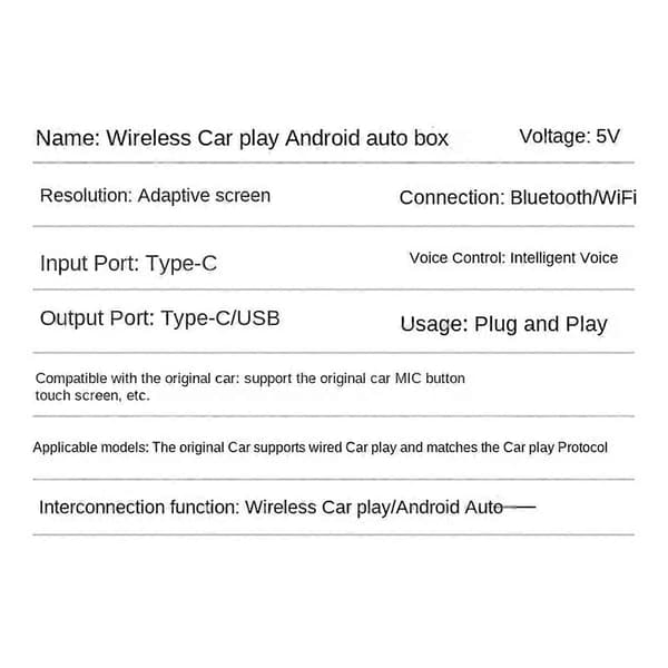 CarPlay Box Android Auto Sammenkoblet Trådløs CarPlay Konverter Bil Android Smart Box Trådløs Adapter Biladapter