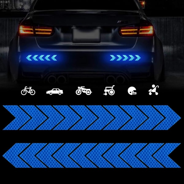 Blue - 20 Reflective Arrows Car Stickers High Intensity Night Vi