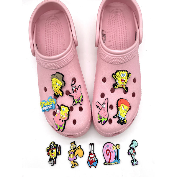 /#/12 stk. DIY Spongebob sko-pynt, aftagelig/#/