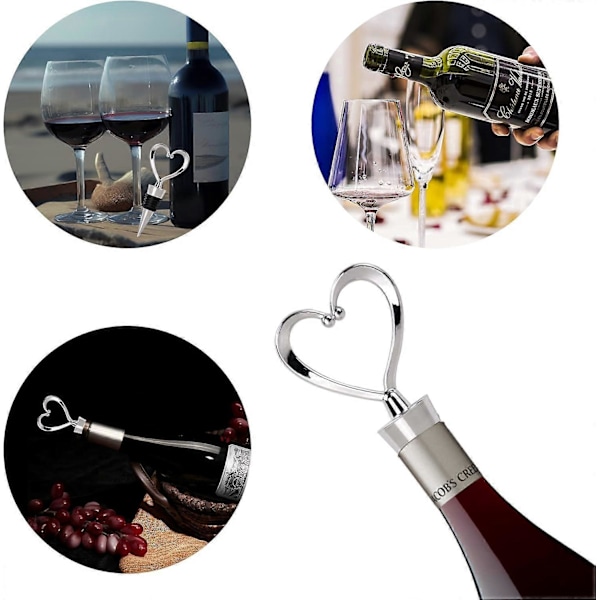 Set med 5 hjärtformade vinkorkar för vinflaskor, champagne, ölflaskor