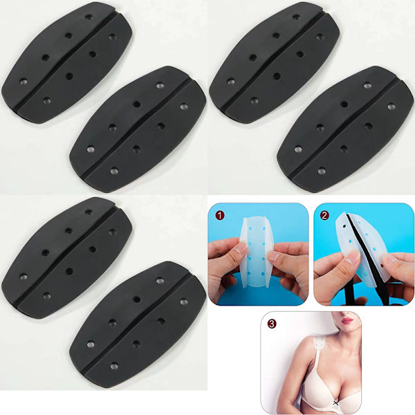 6 stk./3 par (sort - ca. 9,5*5,3 cm) Anti-Slip Pads til Bh-stropper