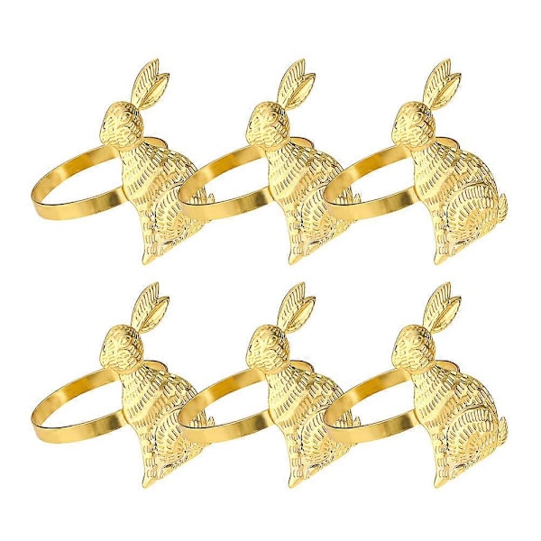 6 stk. Kaninfigur Serviettringer Spisefest Dekorativ Serviettspenne Solid Jern Kanin Serviett Holder