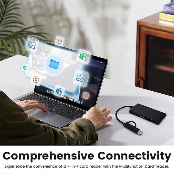 7-i-1 USB 3.0 Typ-C Multifunktionskortläsare /XD/MS/SD/TF-kortläsare för Vista/XP/7/8/10/, Linux, Os