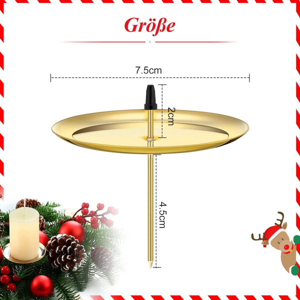 8 stk. 7,5 cm/ 2,95 tommer Metal Plade Lysestager Adventskrans