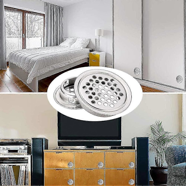 Ventilationsgitter 10 stk. rustfrit stål ent gitter hul rustfrit stål rund ent gitter til køkkenmøbler ventilationsudløb-4