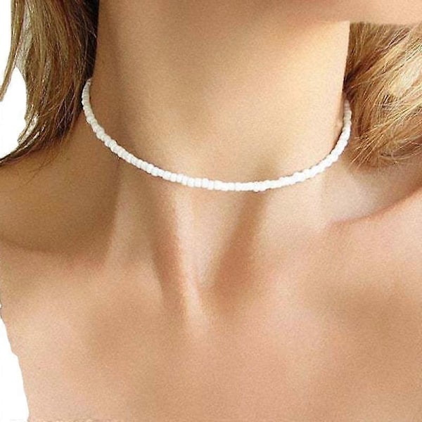2022 Boho Godisfärgade Pärlor Halsband Nyckelben Handgjorda Kvinnor Charm Smycken Gåva
