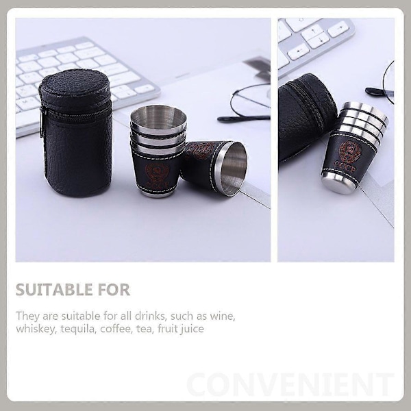 2 Set Rostfria Vinglas Portabla Campingglas Mini Vinglas för Picknick