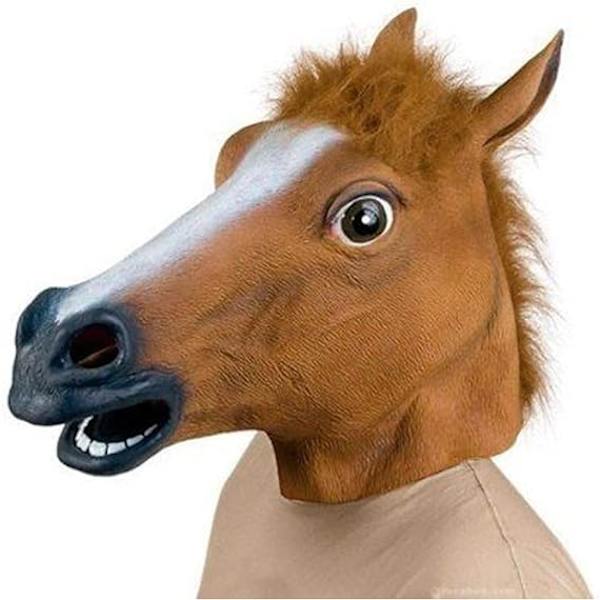 Halloweenmask, Cos Latex Häst Huvudmasker, Brun Djurfest C