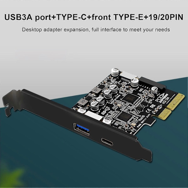 PCIe 3.0 - USB3.2 Express -laajennuskortti Windowsille, SATA-virtaliitin, Type-C, Type-E, 19-nastainen, 20-nastainen liitäntäkortti emolevylle