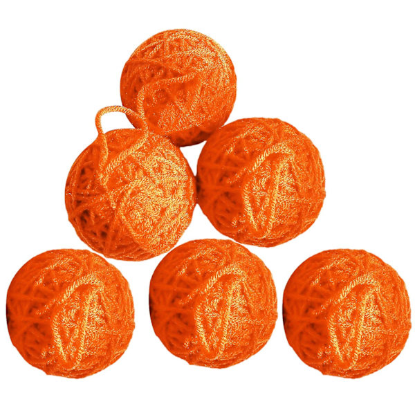 6 st Julgranskulor Handgjorda Mjuk Textur Dekorera Skum Blomsterbukett Ulllindningskula För Jul KaesiOrange
