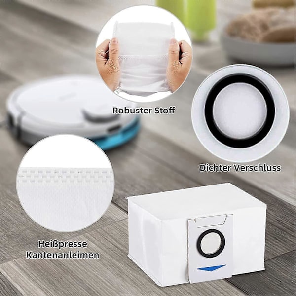10-pakning støvsugerposer for Ecovacs Deebot X1 Omni sugstasjon for Ecovacs Deebot X1 Omni, reservedeler for