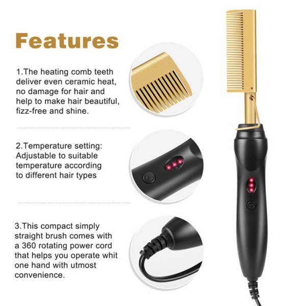 Dry and wet copper comb, straight hair curling stick, househ