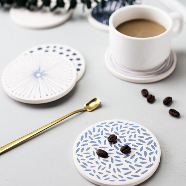 /#/Diatomaceous earth coasters, set of 6 round coasters 10cm in dia/#/