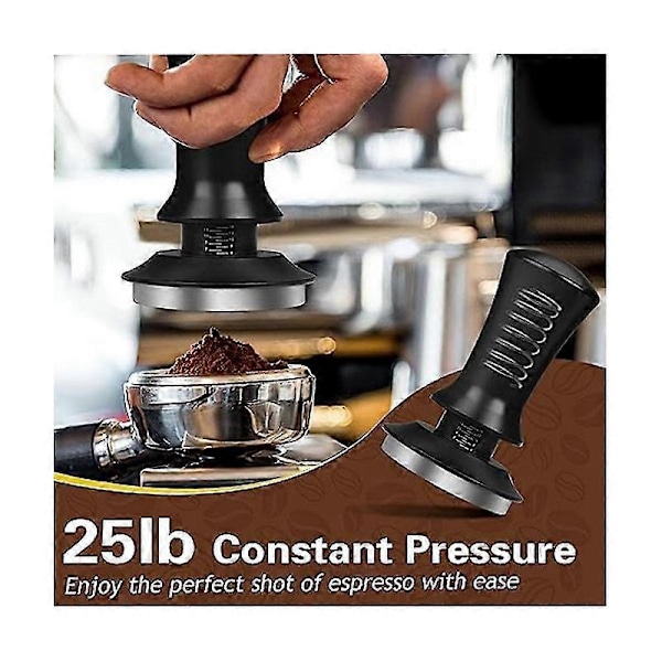 Espresso Tamper Kaffe Tamp 53mm, Fjäderbelastad Espresso Tamper Set med Konstant Tryck, för Barista C
