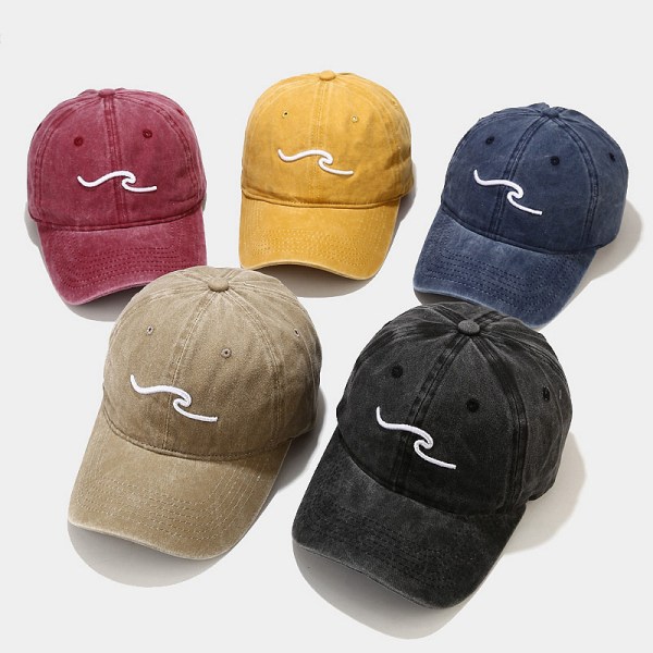 /#/Ny ocean wave baseball cap vasket bomuld justerbar fashion dad/#/