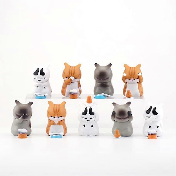 9 st Bedårande Nötta Kattunge Stil Blind Box Kattform Figur Docka Ornament