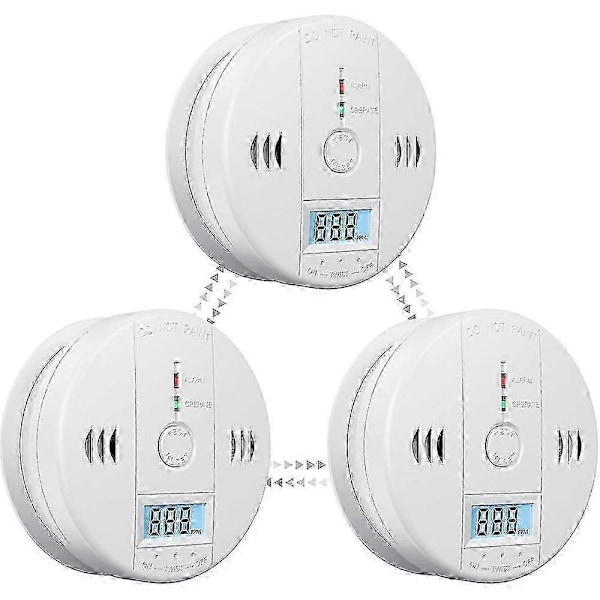 3-pack Rökdetektor och Kolmonoxidvarnare med LCD-display