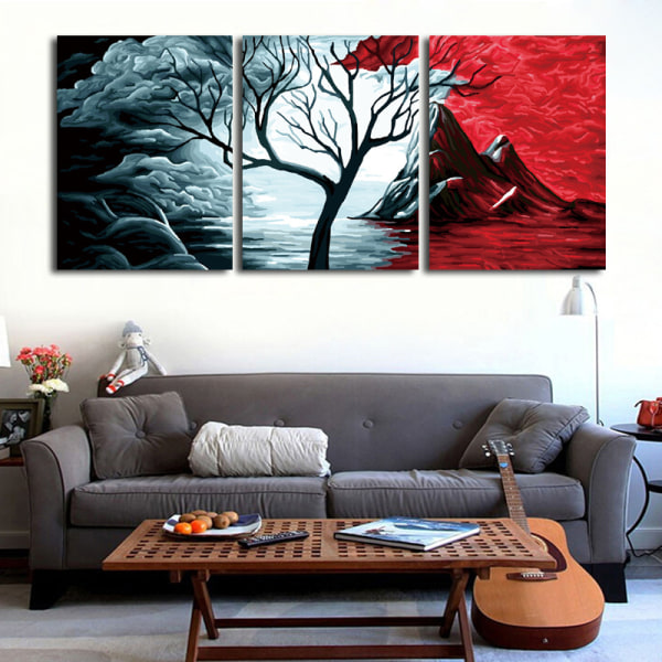 #Dekorativ målning i vardagsrummet - 30*40*3 - Ice fire tree, hotell #