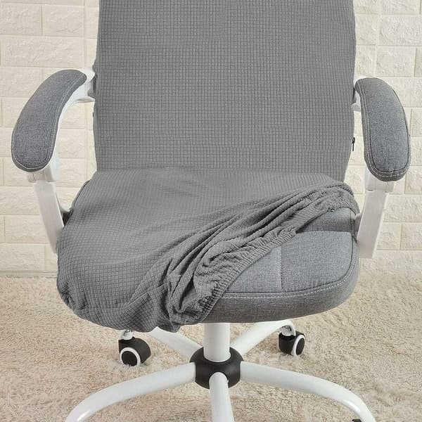 #Kontorsstolsöverdrag M-Blå Vattentätt Grå Stretch Jacquard Dator#