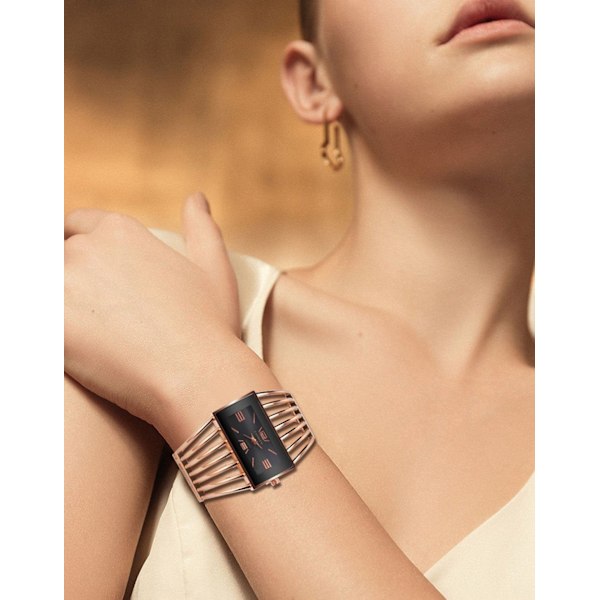 #Kvartsur elegant damklocka med gyllene rektangulär spänne, affärsklocka#