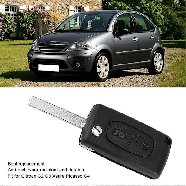 2-knapps fjärrnyckel fodral skal passar för Citroen C2 C3 Xsara Picasso C4