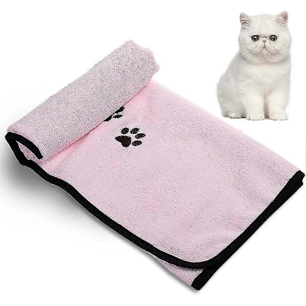 50 X 90 Cm Absorberende Blødt Og Behageligt Mikrofiber Hunde- Og Kattebadehåndklæde - Pink