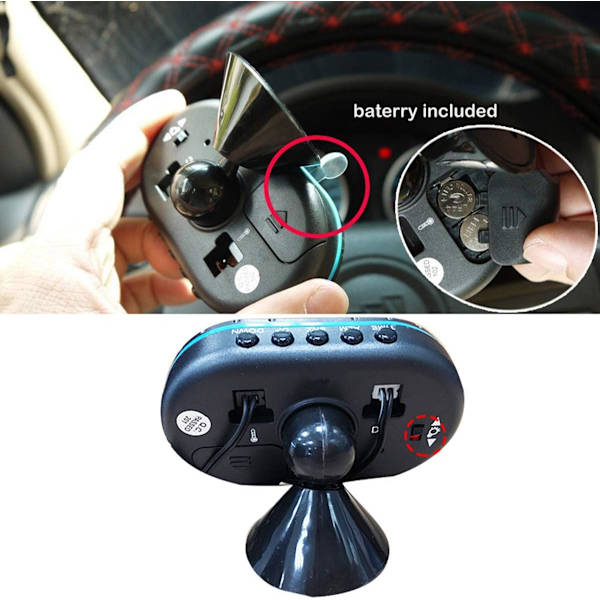*Biltermometer Digital Elektronisk Klocka Auto Fordon Dubbel Tempe*