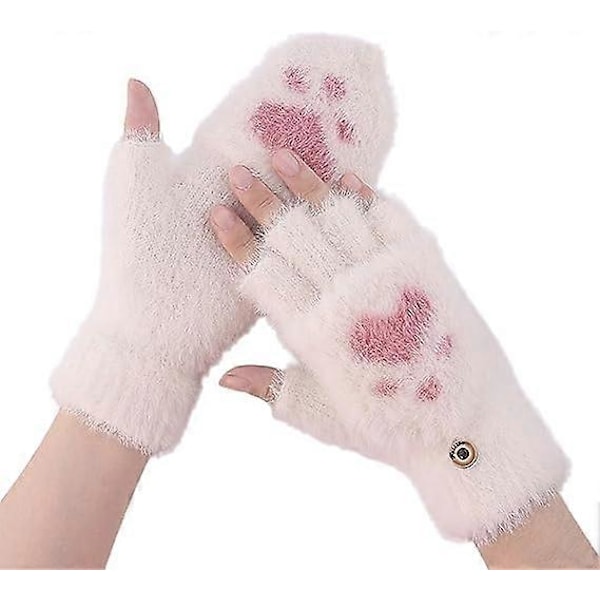 Vinter Flip Strikkehansker for Kvinner, Fingerløse Hansker, Vinterhansker for Kvinner, Vinter Halvfinger Votter, Varme Hansker, Vinter Strikkede Hansker, Jenter Kvinner