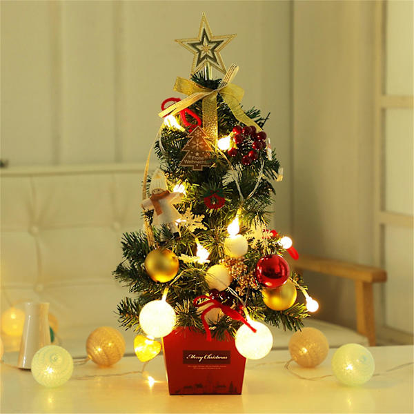 Farfi 1 Set Led Vackert Handgjort Mini Julgran Estetisk Elegant Pvc Julgransmodell För Hemmet7