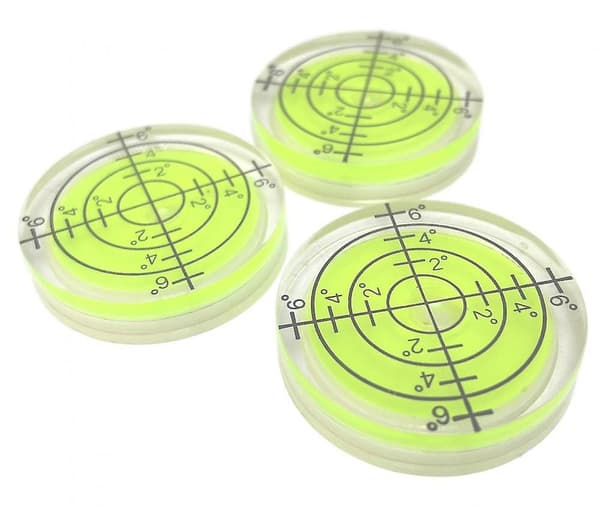 3-pack, 32 mm Diameter, Precisionsvattenpass med Luftbubbla, Mini Vattenpass för Kameror, Camping och Husvagnar, Libell